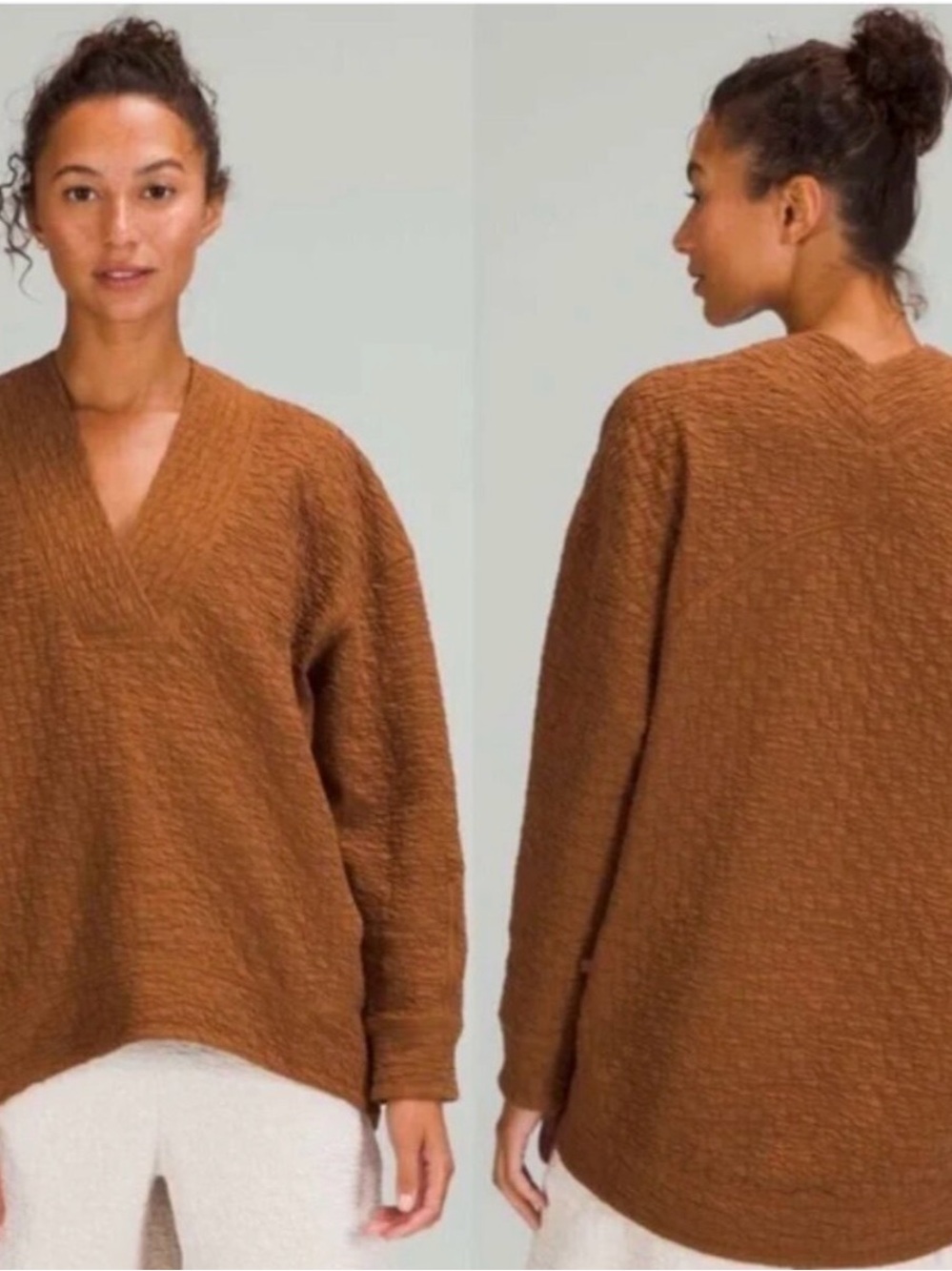 Lululemon Rippled V-Neck Pullover Copper Brown Size 6
